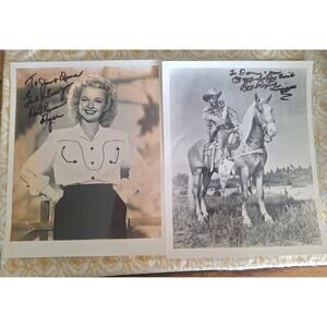 Roy Rogers & Dale Evans Autographed 8x10 B&W Photo Hollywood TV Stars Vintage
